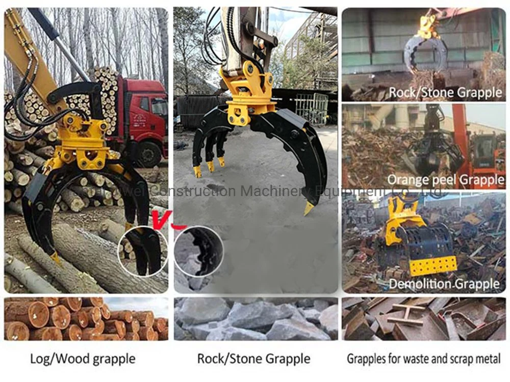 China Excavator Hydraulic Rotating Grapple Wooden Grapple Log Grapple Stone Grapple